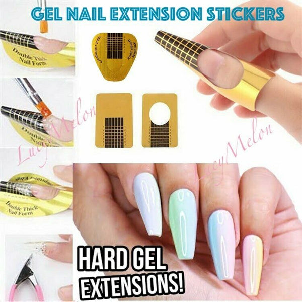 Gel Nail Extension Stickers Nail Art Acrylic Gold Nail Forms Tips Mani AU Stock