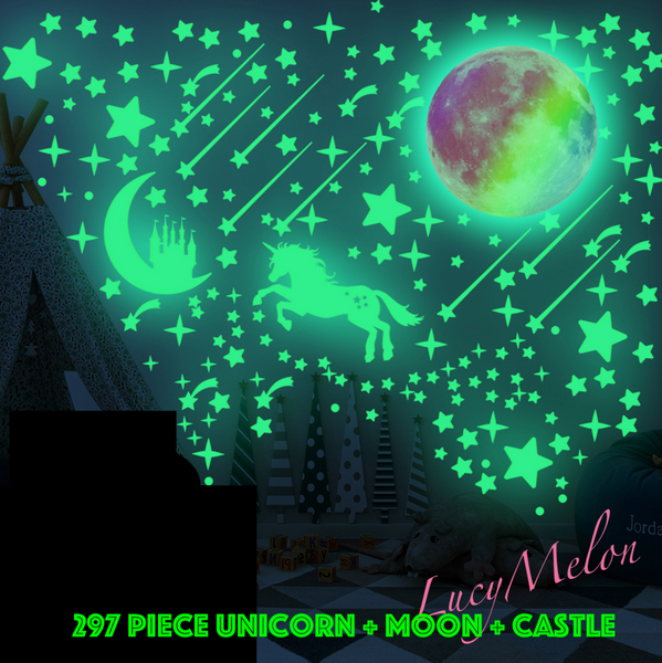 297 Pc Unicorn Rainbow Castle Moon Glow in the Dark