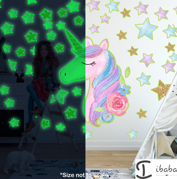 Glow in the Dark Unicorn Stars Wall stickers decals Solar System Art room