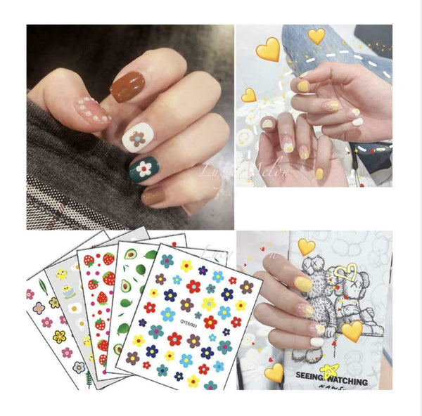 DIY Nail art stickers 3D decals manicure French tips removable instagram flower
