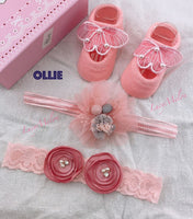 Baby Girl Headbands Handmade Xmas Baby shower kid newborn bow shoe set Turban