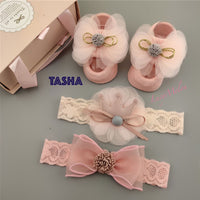 Baby headband bow turban hair bands kids girl hairbands shoe sets bulk newborn