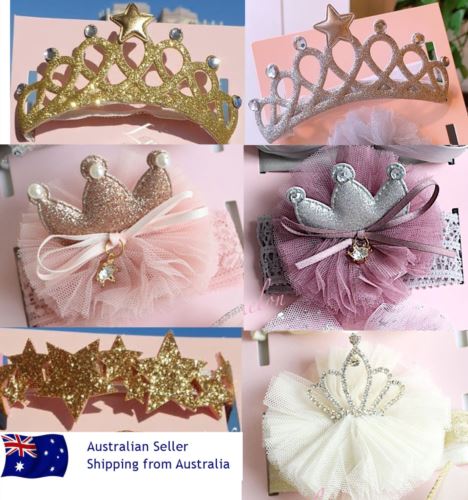Girls Kids Headband Turban Crown Tiara baby shower newborn hairband bow party
