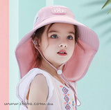 Girls Boys Sun bucket hat wide brim neck flap Beach legionnaires swim cap UVF50+