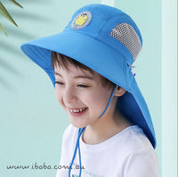 Girls Boys Sun bucket hat wide brim neck flap Beach legionnaires swim cap UVF50+