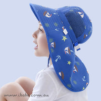 Girls Boys Sun bucket hat wide brim neck flap Beach legionnaires swim cap UVF50+