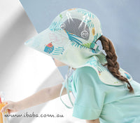 Girls Boys Sun bucket hat wide brim neck flap Beach legionnaires swim cap UVF50+