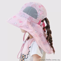Girls Boys Sun bucket hat wide brim neck flap Beach legionnaires swim cap UVF50+