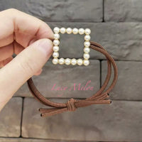 Hair Band Ties Rope Elastic Scrunchies Women Girls Accessories brown heart pearl