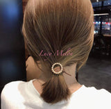 Hair Band Ties Rope Elastic Scrunchies Women Girls Accessories brown heart pearl