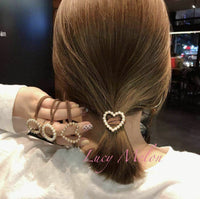 Hair Band Ties Rope Elastic Scrunchies Women Girls Accessories brown heart pearl