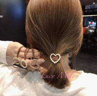 Hair Band Ties Rope Elastic Scrunchies Women Girls Accessories brown heart pearl