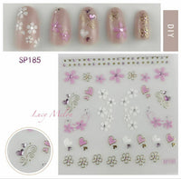Nail Art Stickers Luxury decals manicure xmas christmas Butterfly diamante look