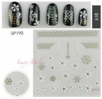 Nail Art Stickers Luxury decals manicure xmas christmas Butterfly diamante look