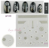 Nail Art Stickers Luxury decals manicure xmas christmas Butterfly diamante look