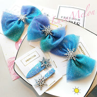 Frozen Elsa Women Girl Kids Crystal Snow Flake Anna Costume Hair clip hair band