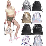 Designer Drawstring Bag black skull shopping Fashion Gym VSCO uni leather school
