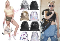Designer Drawstring Bag black skull shopping Fashion Gym VSCO uni leather school