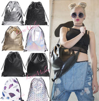 Designer Drawstring Bag black skull shopping Fashion Gym VSCO uni leather school
