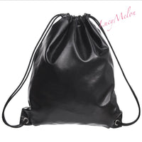 Designer Drawstring Bag black skull shopping Fashion Gym VSCO uni leather school