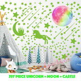 297 Pc Unicorn Rainbow Castle Moon Glow in the Dark