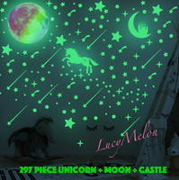 297 Pc Unicorn Rainbow Castle Moon Glow in the Dark