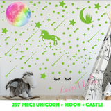 297 Pc Unicorn Rainbow Castle Moon Glow in the Dark