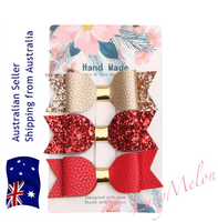 Girls Hair bows Luxury PU leather sequins glitter hairbands