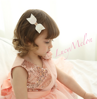 Girls Hair bows Luxury PU leather sequins glitter hairbands