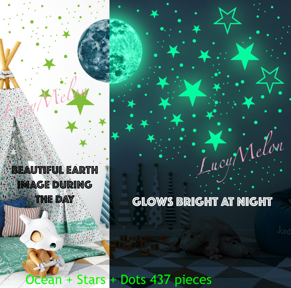 Big Star Moon 437 Pc Glow in the Dark + Stars + Dots