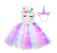 This unicorn light up dress will be the best dress you will find for your special little girl.  It is unique & eye catching with stunning details, the tutu has lots of layers & volume to it. All their friends will want one. The dress comes with a matching LED light up Unicorn horn.  The wings are 3D, padded, & removable.  Lights can be switched on or off  Dress and Horn light up  Contact Us  Email: info@lucymelon.com