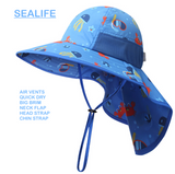 Girls Boys Sun bucket hat wide brim neck flap Beach legionnaires swim cap UVF50+