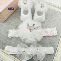 Baby Girl Headbands Handmade Xmas Baby shower kid newborn bow shoe set Turban