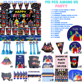 “Birthday party pack balloons tableware Kids girls boys Sydney lucymelon present gift  princess Spiderman avengers paw patrol cars blippi Minecraft unicorn among us baby shark frozen bluey mermaid coco melon hot wheels pop it”