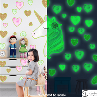 Glow in the Dark Unicorn Stars Hearts Wall stickers decals Solar System Art room