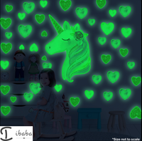 Glow in the Dark Unicorn Stars Hearts Wall stickers decals Solar System Art room
