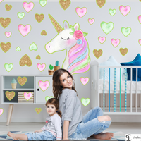 Glow in the Dark Unicorn Stars Hearts Wall stickers decals Solar System Art room